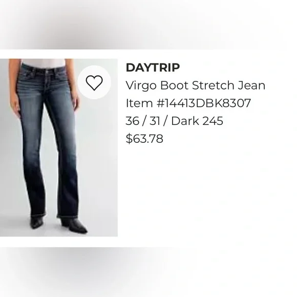 Daytrip Virgo Boot Cut Stretch Jeans Size 38R Mid-Rise - Picture 2 of 11
